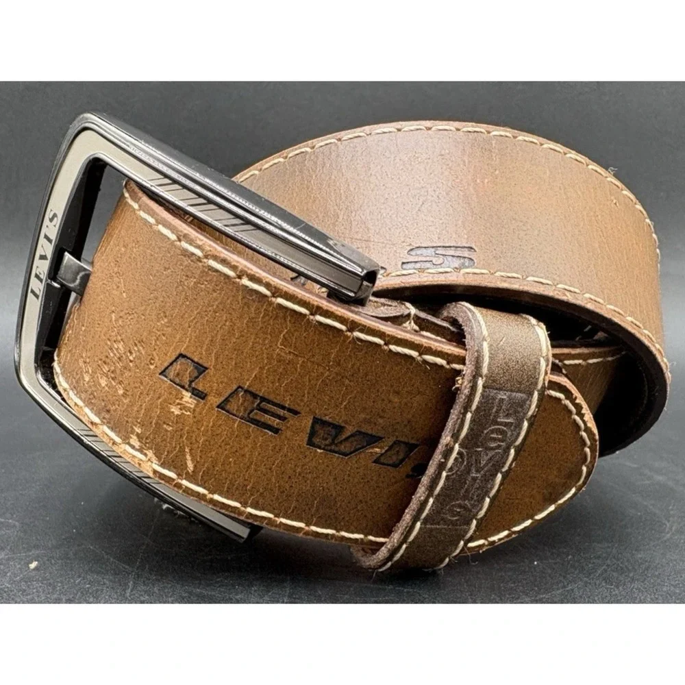 Vintage Levi Strauss & Co Belt Men's Size 36 Brown Leather Made USA Work Casual